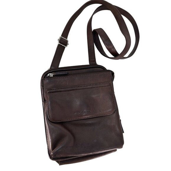 Vintage Fossil Pebbled Brown Leather Crossbody Bag - Picture 1 of 16